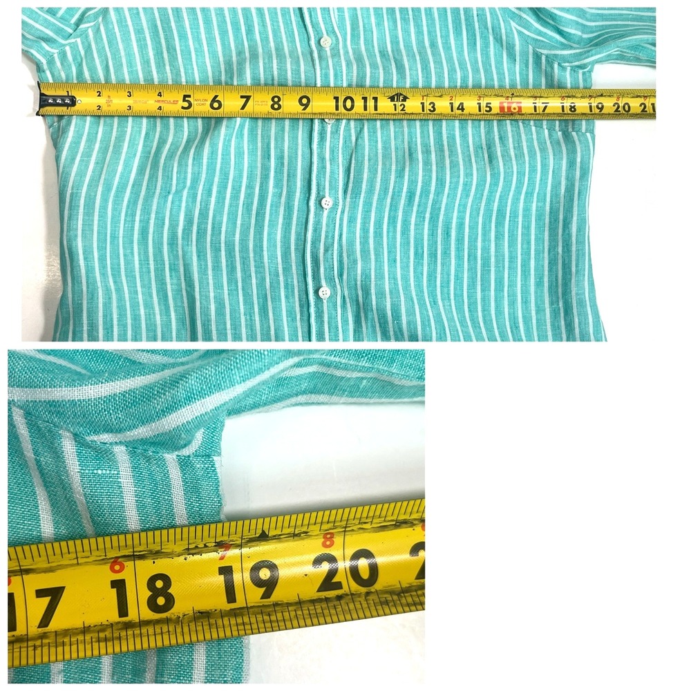 Baird McNutt For J. Crew Women's Size 6 Irish Linen Button Up Top Blue Stripe - Picture 9 of 13